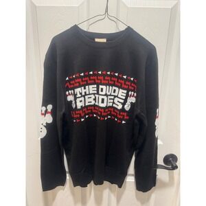 The Big Lebowski "The Dude Abides" Knit Sweater Men's‎ Large Movie Graphic NWOT